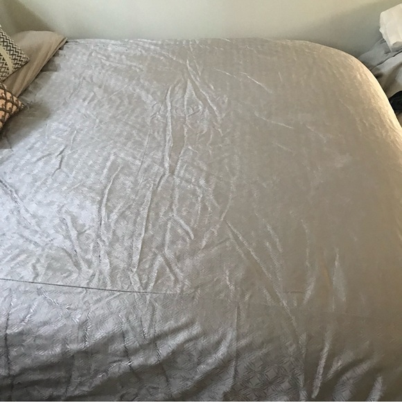 West Elm Silver Velvet Luster Metallic Ogee Duvet Cover - Picture 10 of 14